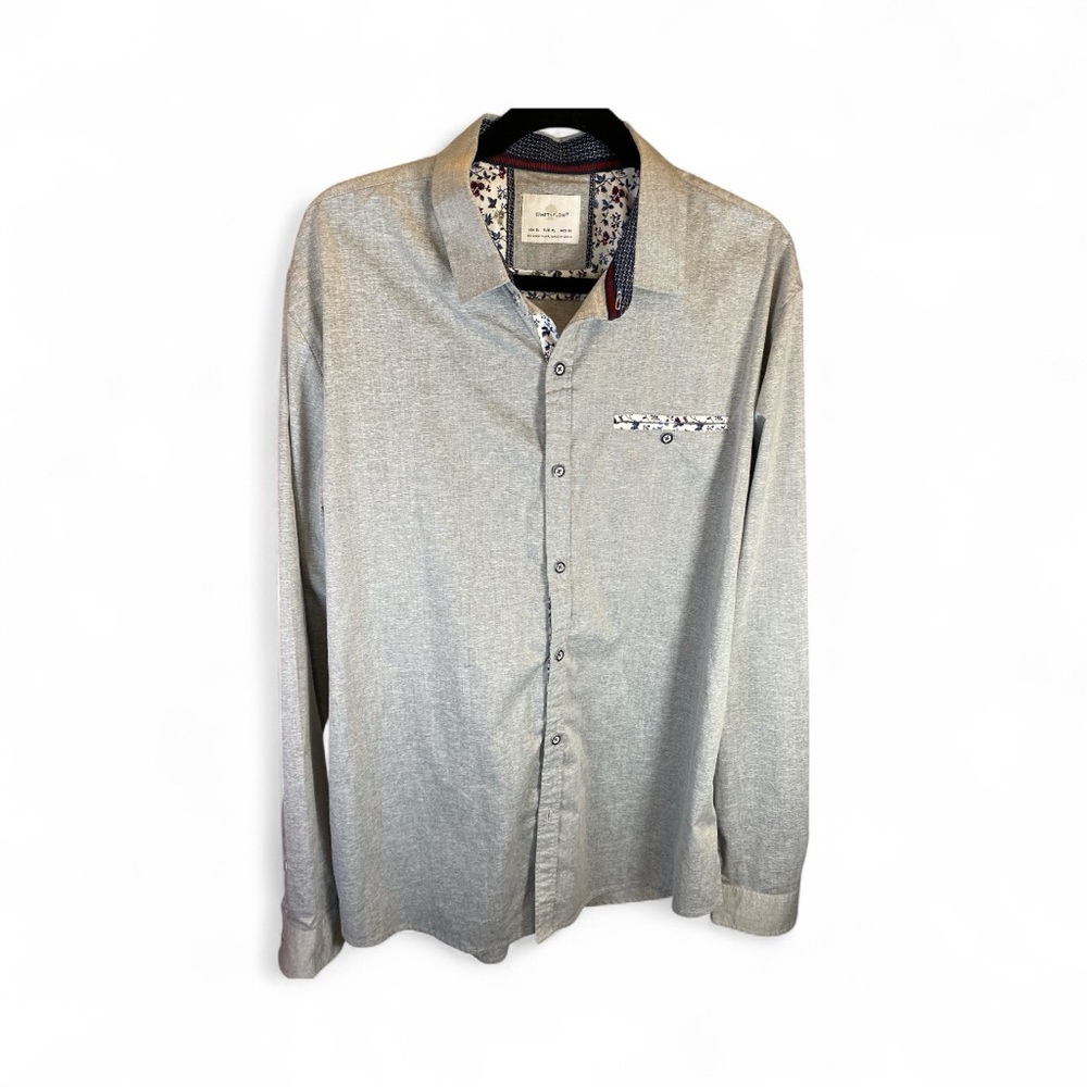 Craft + Flow Men’s Button Down Shirt XL Gray Long Sleeve Floral Trim - Picture 8 of 8
